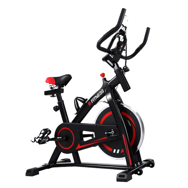 Spin Exercise Bike – 6kg Flywheel | Adjustable Resistance | LCD Monitor | Bonus Phone & Drink Holder | 120kg Capacity