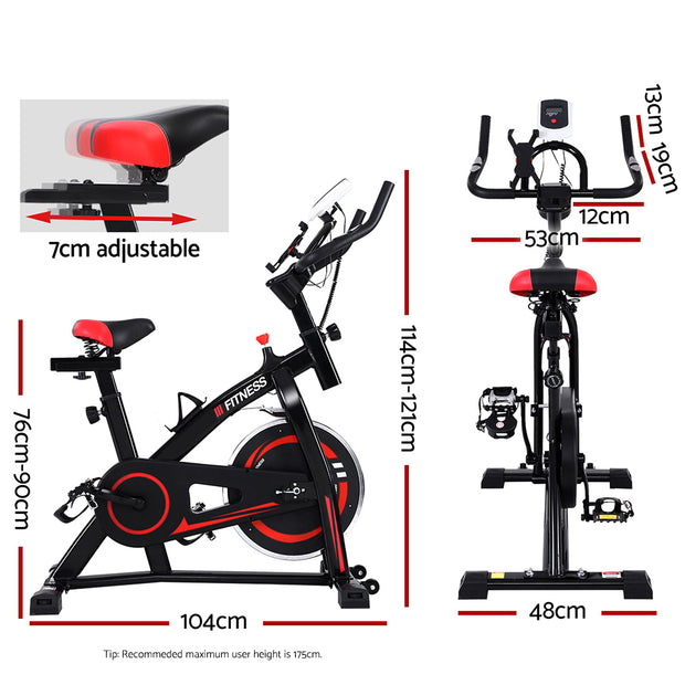 Spin Exercise Bike – 6kg Flywheel | Adjustable Resistance | LCD Monitor | Bonus Phone & Drink Holder | 120kg Capacity