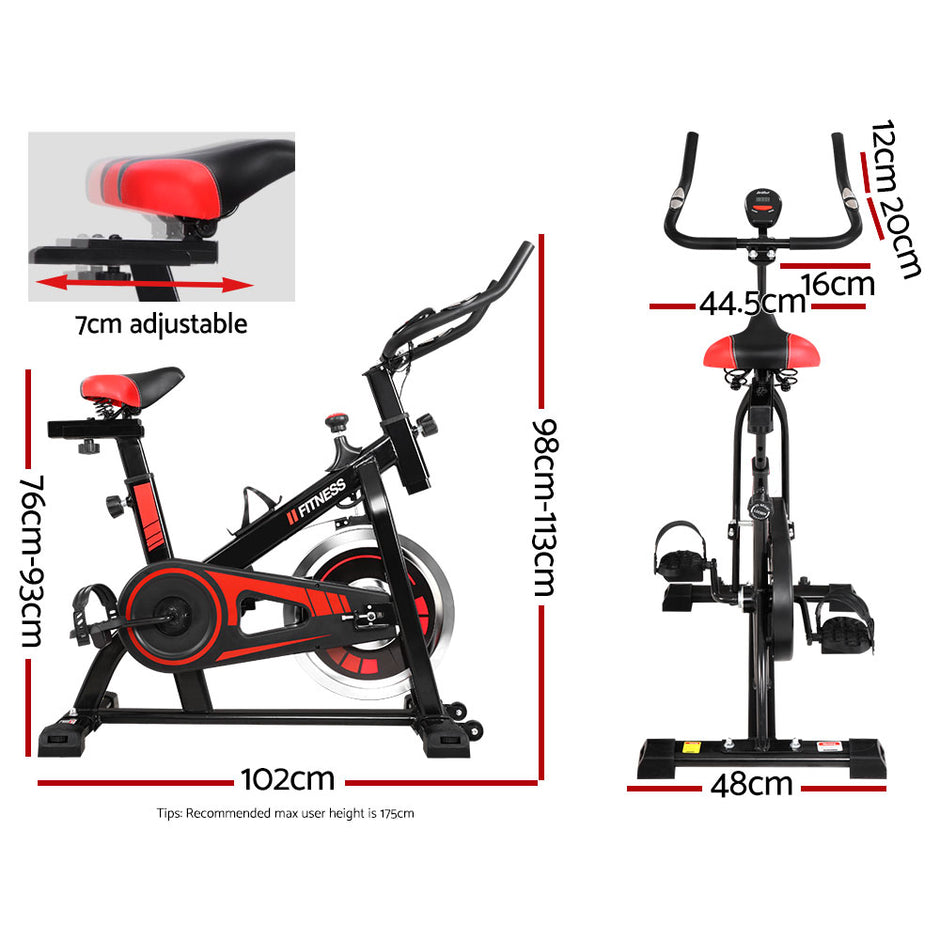 Everfit Spin Bike – 6kg Flywheel | Adjustable Resistance | LCD Monitor | 120kg Capacity