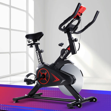 Everfit Spin Bike – 6kg Flywheel | Adjustable Resistance | LCD Monitor | 100kg Capacity