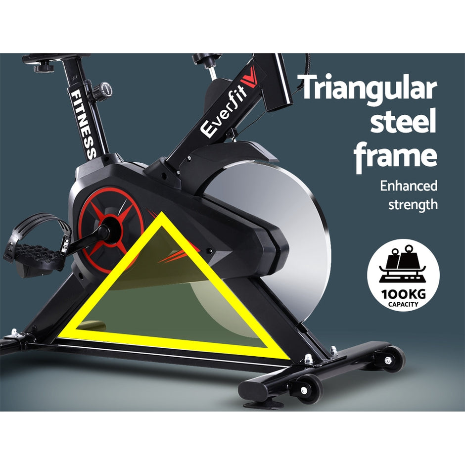 Everfit Spin Bike – 6kg Flywheel | Adjustable Resistance | LCD Monitor | 100kg Capacity