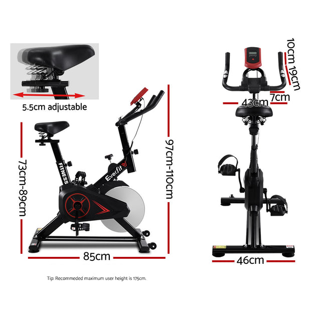 Everfit Spin Bike – 10kg Flywheel | Adjustable Resistance | LCD Monitor | 100kg Capacity