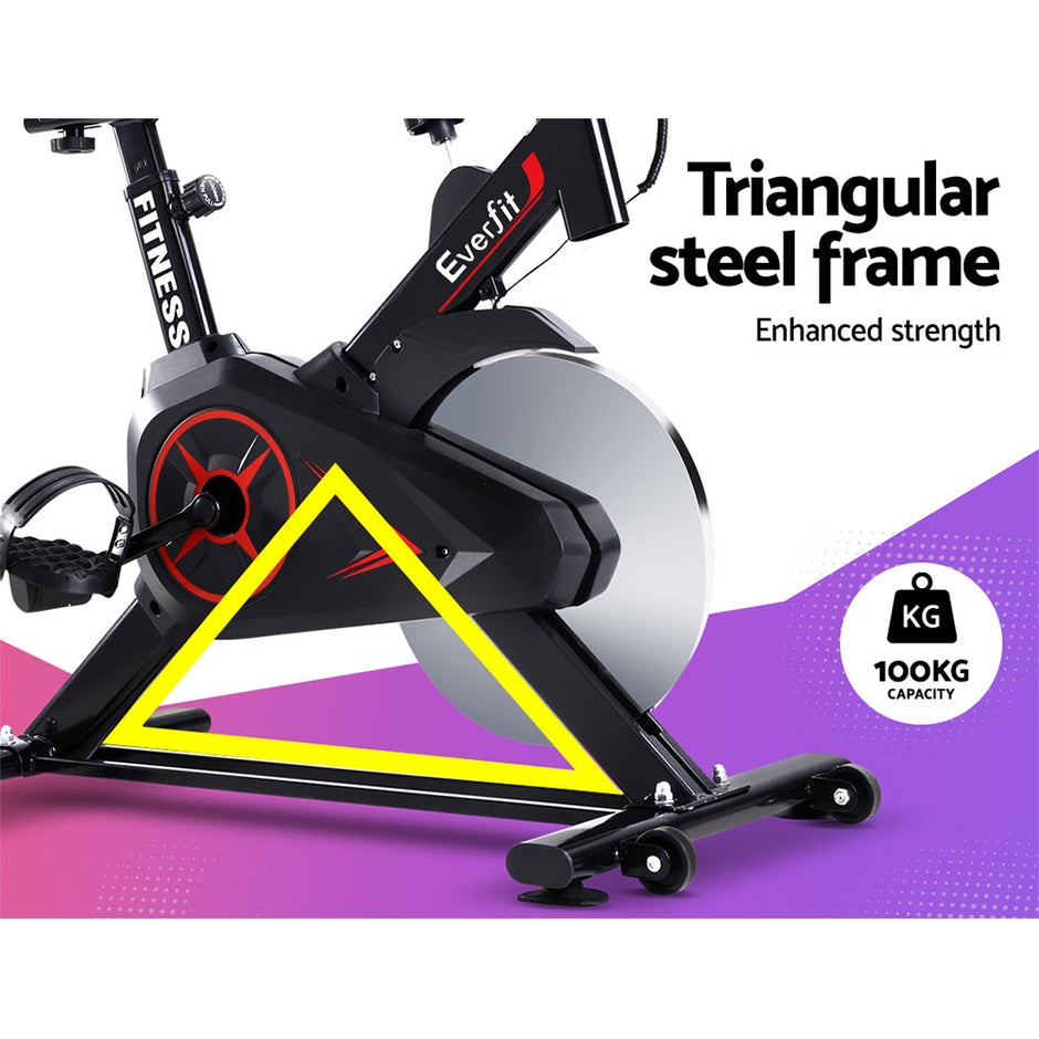 Everfit Spin Bike – 10kg Flywheel | Adjustable Resistance | LCD Monitor | 100kg Capacity