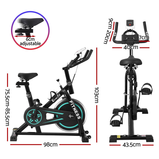 Everfit Spin Bike Exercise Bike – 10kg Flywheel, 150kg Capacity
