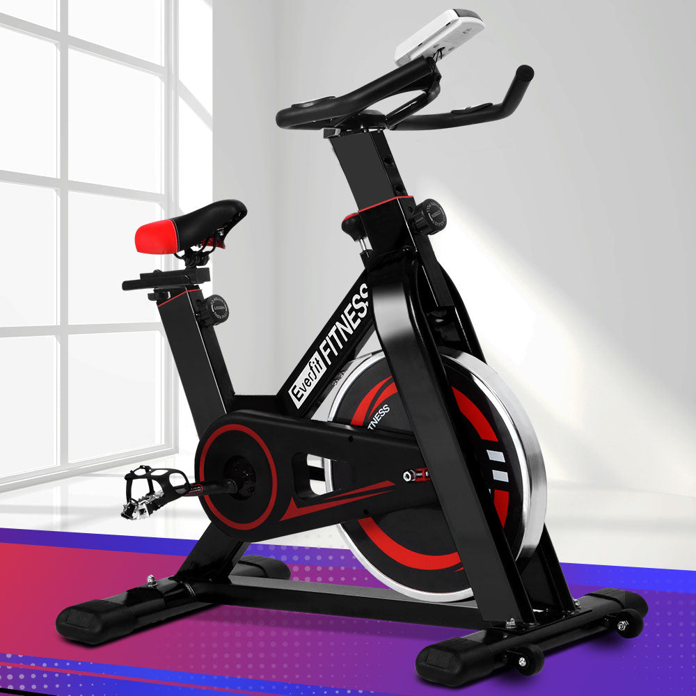 Everfit Spin Bike – 6kg Flywheel | Adjustable Resistance | LCD Monitor | 110kg Capacity