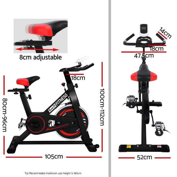 Everfit Spin Bike – 6kg Flywheel | Adjustable Resistance | LCD Monitor | 110kg Capacity