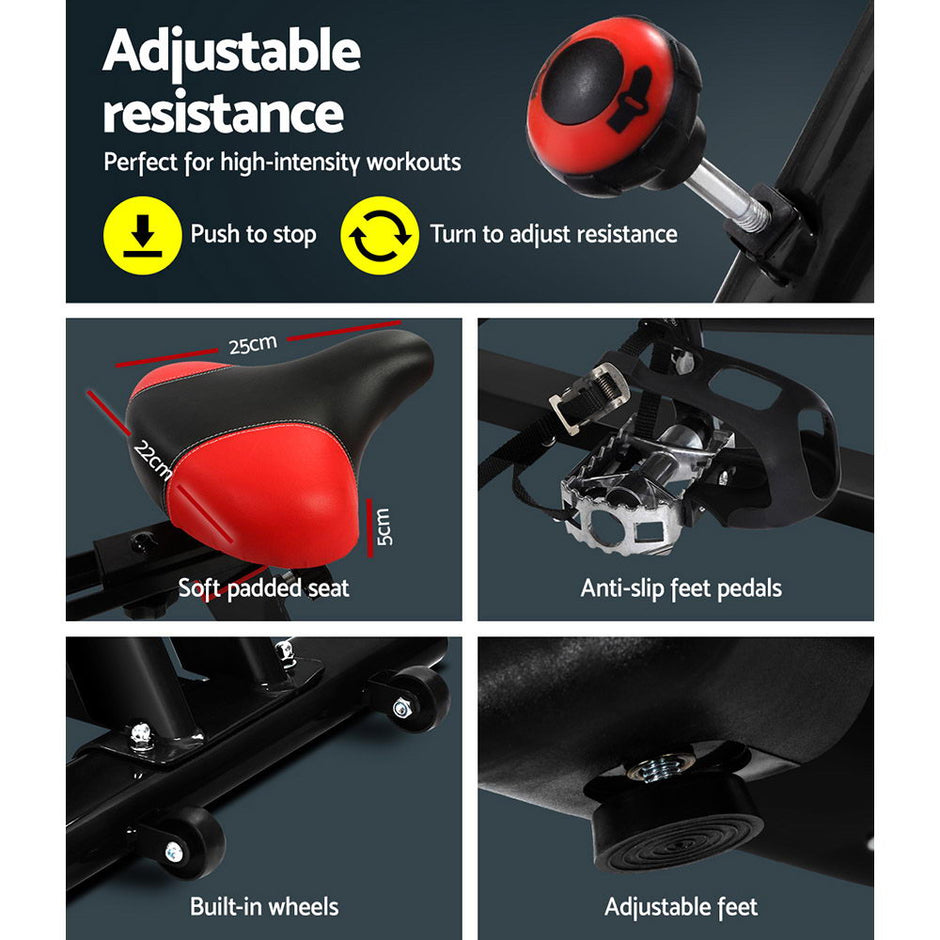 Everfit Spin Bike – 6kg Flywheel | Adjustable Resistance | LCD Monitor | 110kg Capacity