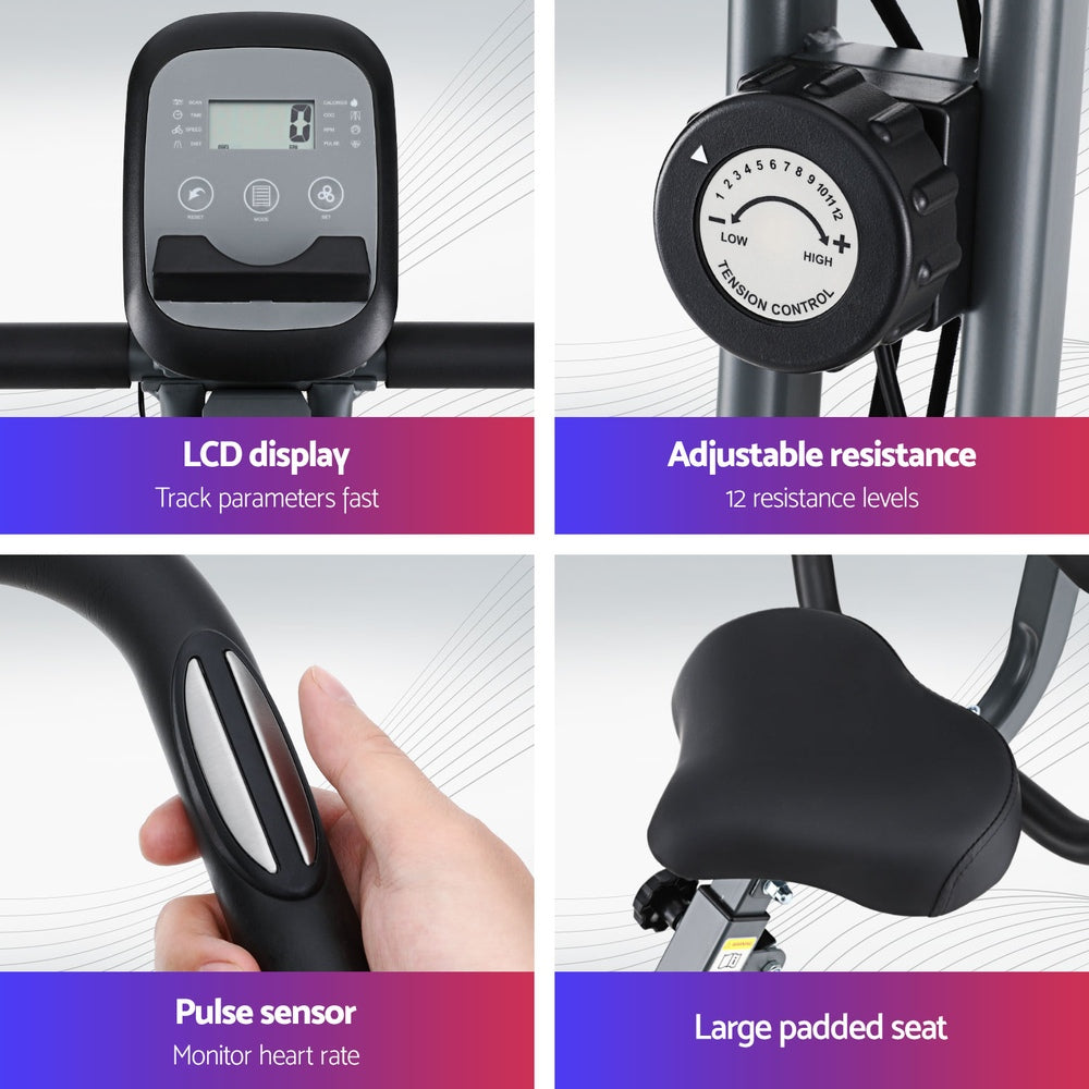 Everfit Folding Exercise Bike – Magnetic X-Bike Aerobic Trainer