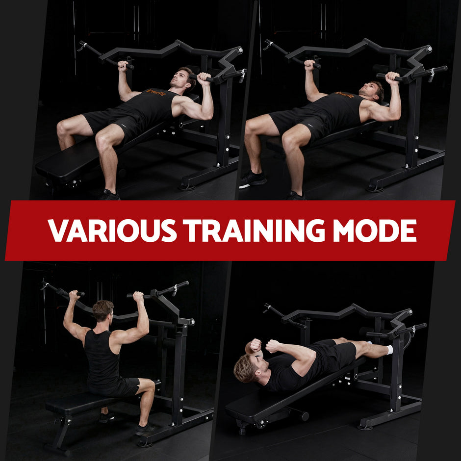 Everfit Chest Press Machine Home Gym Equipment Folding Workout Bench with Independent Arms Black