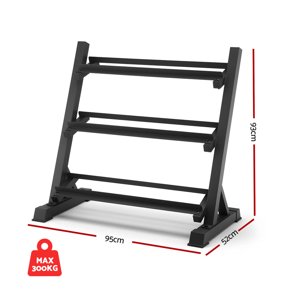 Everfit Dumbbell Rack 3-Tier Heavy Duty Weight Storage for Home Gym 30 ...
