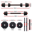 Everfit 20kg Adjustable Dumbbell Barbell Set Weight Plates Home Workout