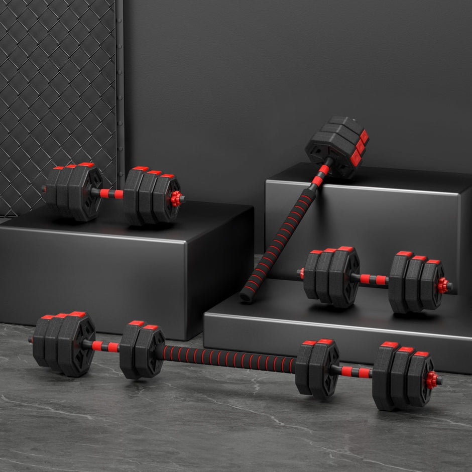Everfit 20kg Adjustable Dumbbell Barbell Set Weight Plates Home Workout