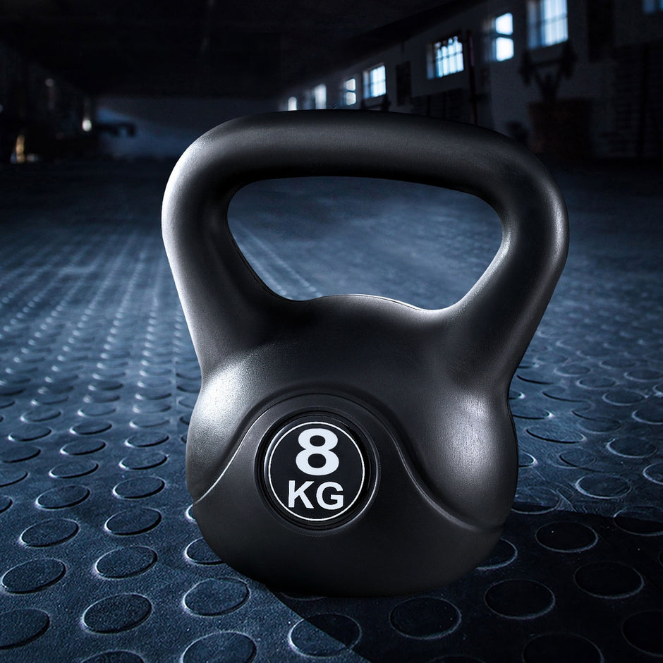 Everfit 8kg Kettlebell Set Weight Lifting Bench Dumbbells Kettle Bell Gym Home