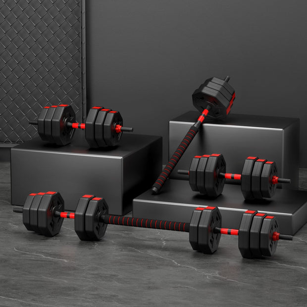 Complete Home Gym in One Set | 40kg Adjustable Dumbbell & Barbell