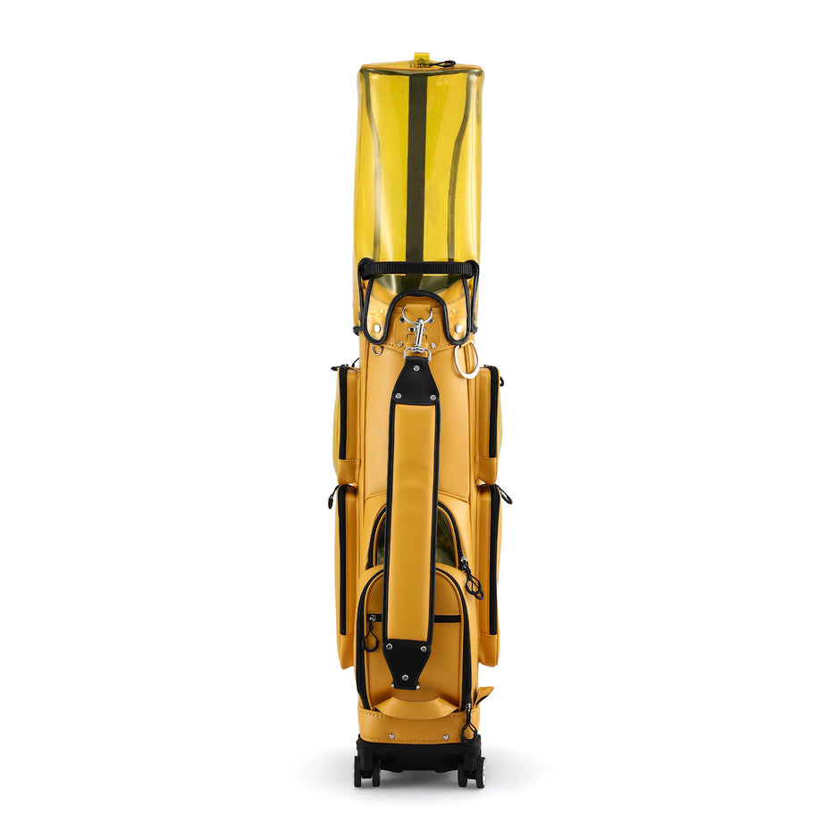 Everfit Golf Cart Bag Rolling Buggy Club Organiser Synthetic Leather Yellow