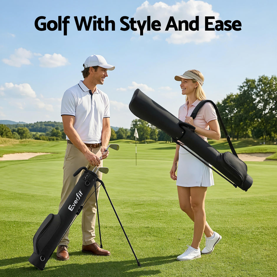 Everfit Golf Stand Bag Lightweight Sunday Pitch And Putt Bag Black