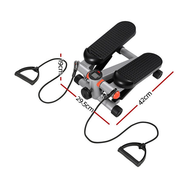 Everfit Mini Stepper with Resistance Rope Aerobic for Exercise Compact Home Workout Grey