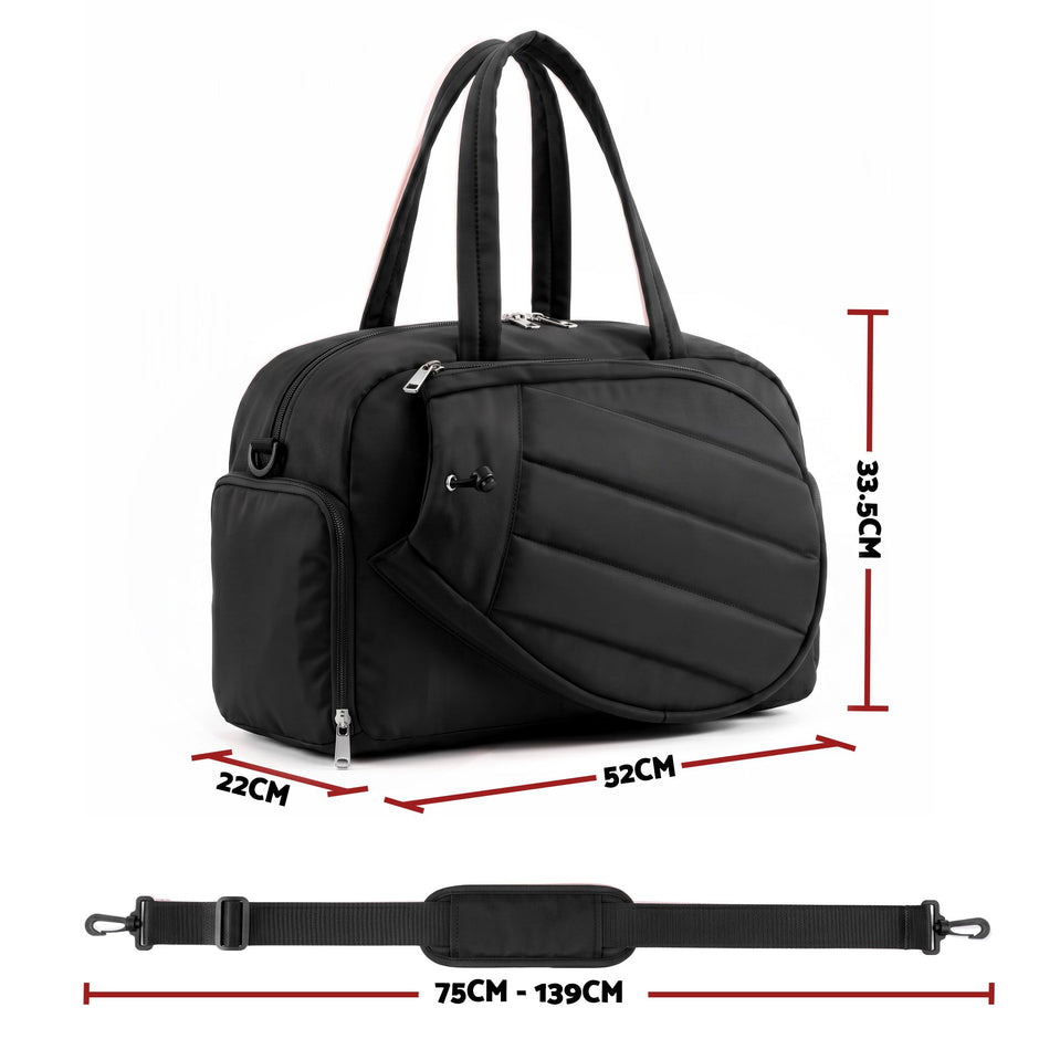 Everfit Tennis Tote Bag Gym Bag Sports Duffle Bags Holds 2 Rackets Black – view 2