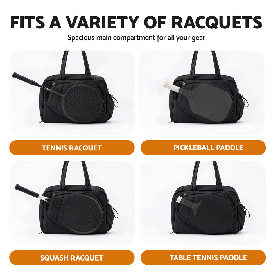 Everfit Tennis Tote Bag Gym Bag Sports Duffle Bags Holds 2 Rackets Black – view 6