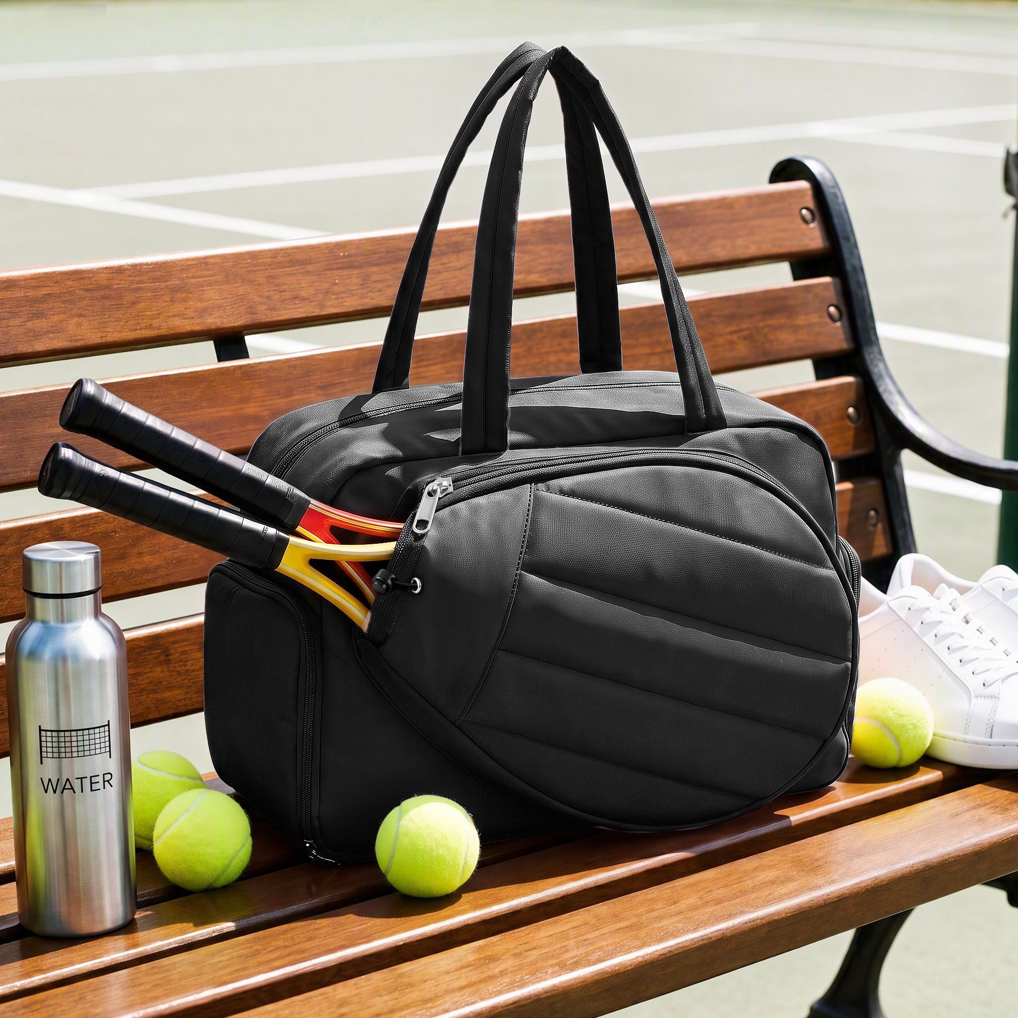 Everfit Tennis Tote Bag Gym Bag Sports Duffle Bags Holds 2 Rackets Black – view 8