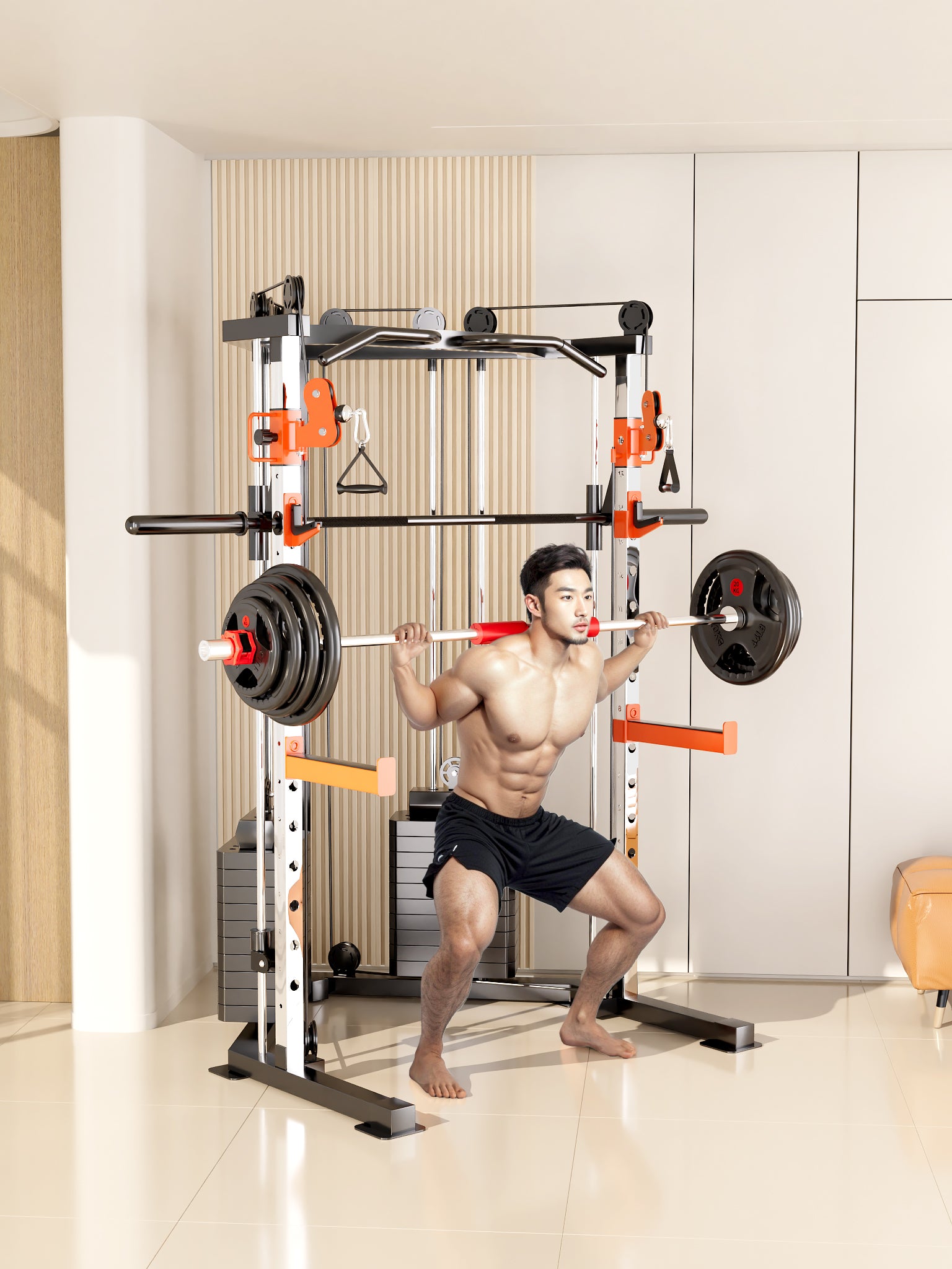 SmartFit C3 Max multi functional trainer smith machine with 130kgs pin loaded weights Machine with attachment