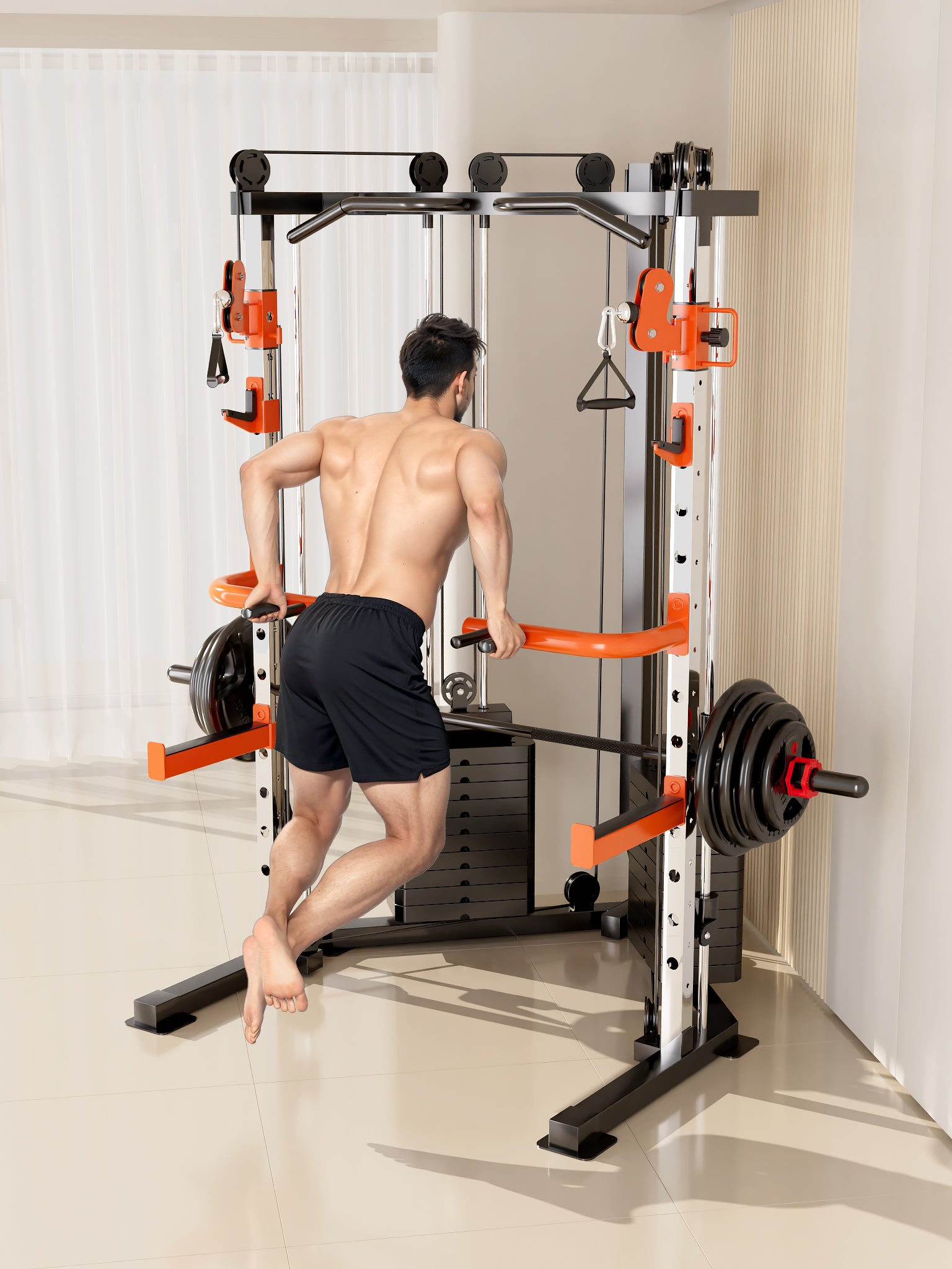 SmartFit C3 Max multi functional trainer smith machine with 130kgs pin loaded weights Machine with attachment