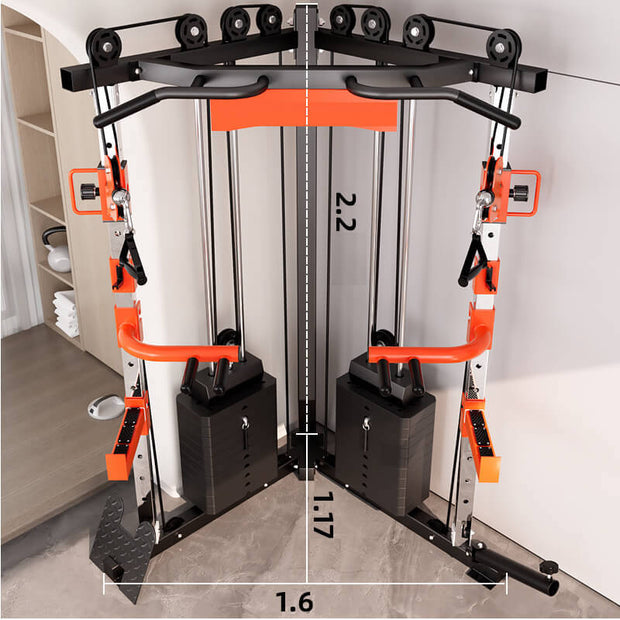 SmartFit C1 Max Multi Functional Cable Crossover Station 140kgs Pin Loaded  Machine  + Multi Func Bench+7Ft Olympic Barbell + 100kgs Weights
