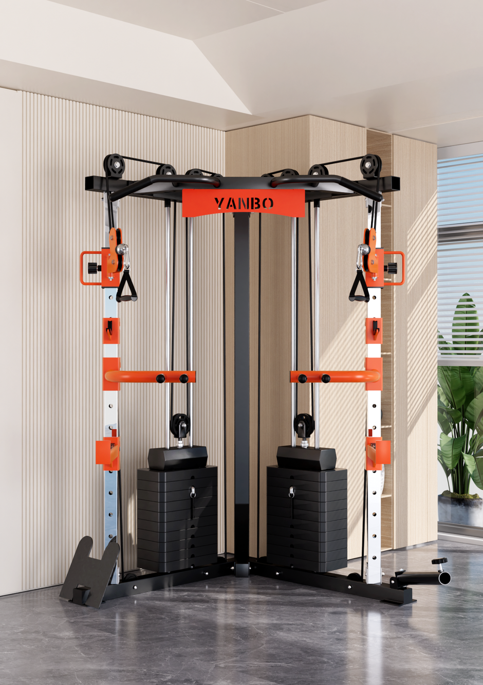 SmartFit C1 Max Multi Functional Cable Crossover Station 140kgs Pin Loaded  Machine  + Multi Func Bench+7Ft Olympic Barbell + 100kgs Weights