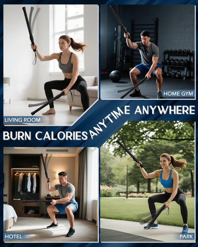 Ropeless Battle Ropes for Home Gym, Cordless Exerciser Rope, Heavy Duty Weighted Wireless Battle Ropes, Exercise Equipment for HIIT, Portable Training Flow rope Working Out for Men Women, Cardio Train