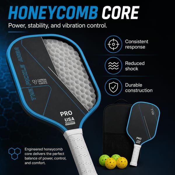 T700 Carbon Fibre Pickleball Paddle Set – 2 Paddles, 4 Balls & Bag (Blue)