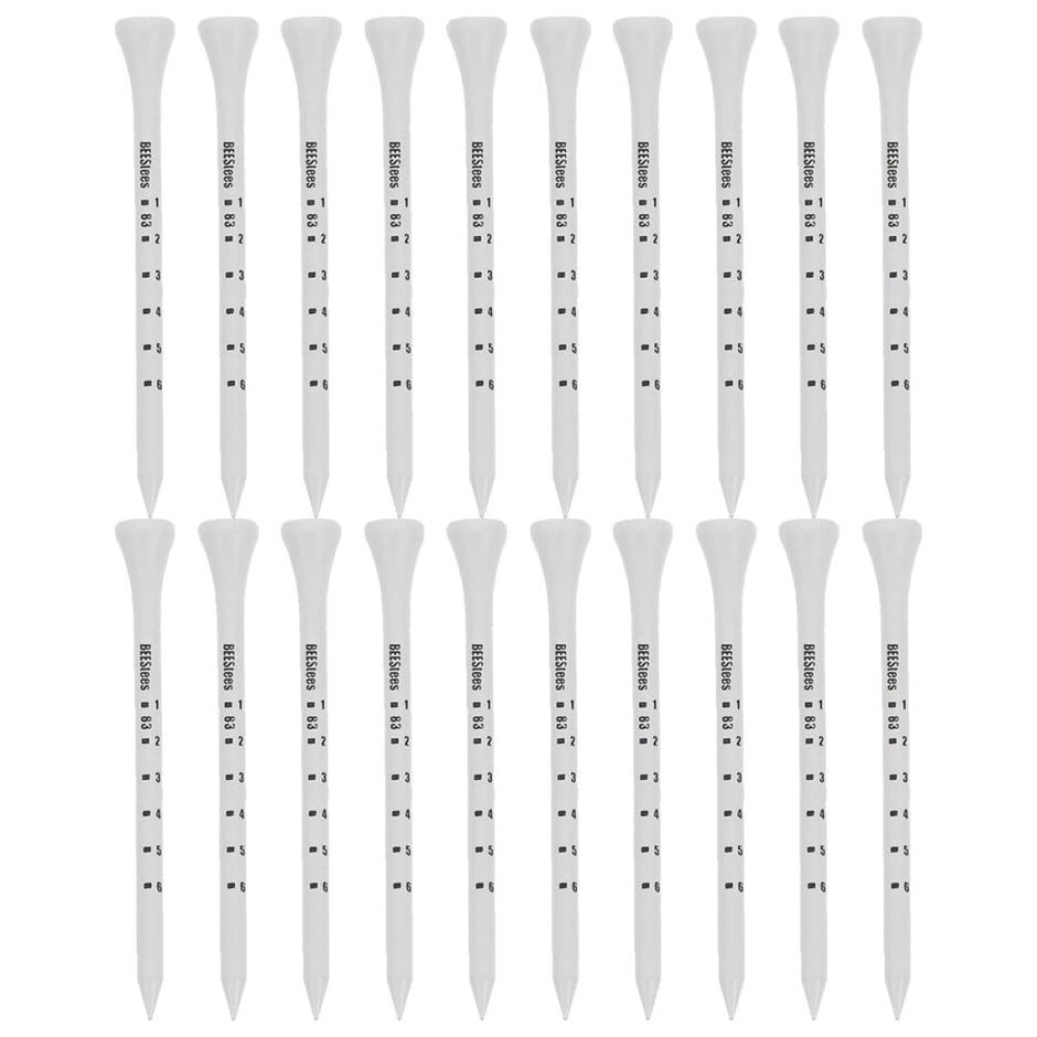 Golf Tee Pack of 100 with Measurement Scale – White Plastic Tees for Driving Range, Practice & Tournament Use (White)