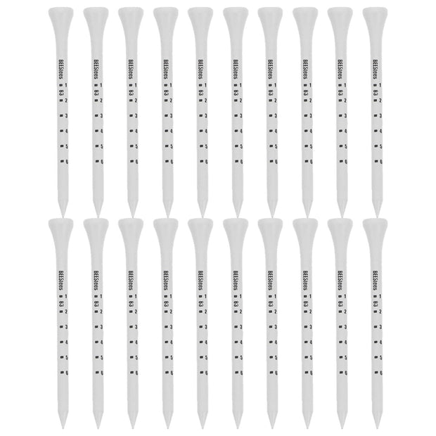 Golf Tee Pack of 100 with Measurement Scale – White Plastic Tees for Driving Range, Practice & Tournament Use (White)