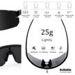 High-End Polarized Sports Sunglasses for Men Women – UV400 Protection, Anti-Fog, Lightweight TR90 Frame, Removable Lens, Ideal for Cycling, Running, Fishing, Golf (Black)