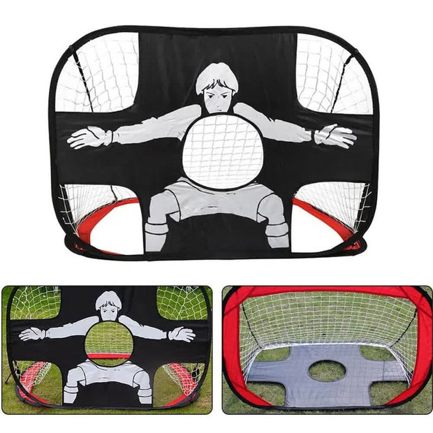 Foldable Nylon Football Goal for Kids and Adults, Football Goal for Playground, Garden, Indoor and Outdoor Red