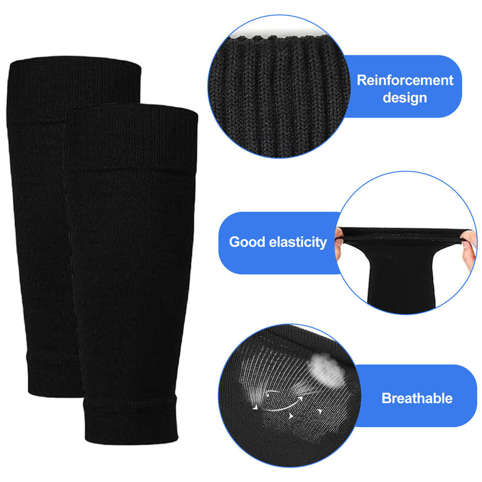 Football Socks with Shin Guards 2 Pairs Black for Children's Football Matches