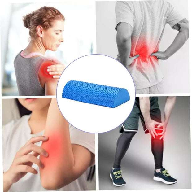 Half Round Foam Roller, Yoga Foam Roller for Pain Relieved, Muscle Massage, Physical Therapy (Blue)