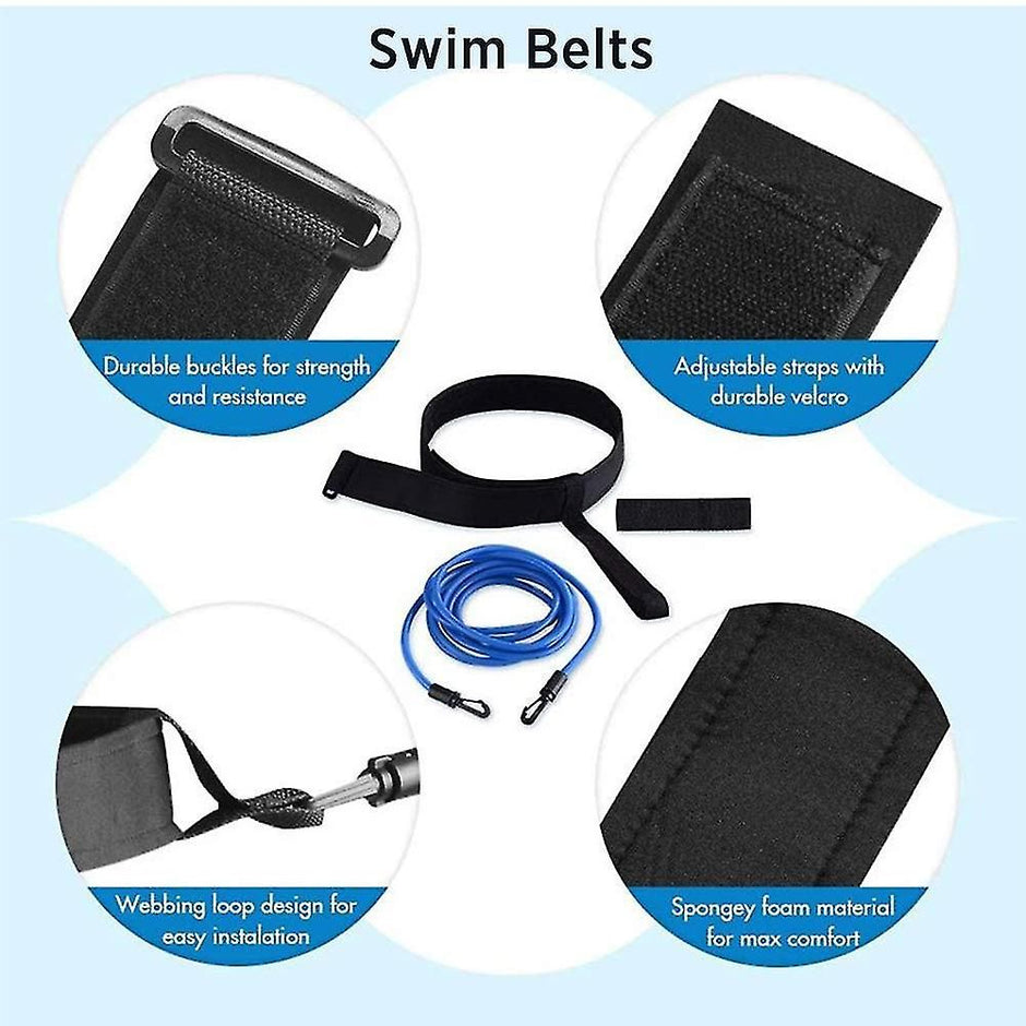 Adjustable swimming belt for pool, swimming resistance belt, swimming belt for pool hanging training, bungee swimming resistance