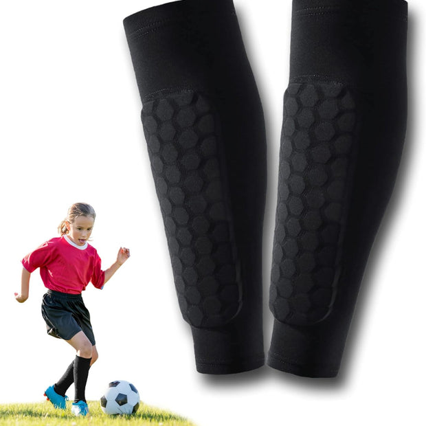 Children's Leather Pads, Ski Pads, Football Pads, Calf Protection, Football Equipment Pad Teenager Unisex Breathable Pads Protect Athletics, 1 Pair