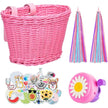 Pink Purple Children's Bicycle Basket with Adjustable Front Straps