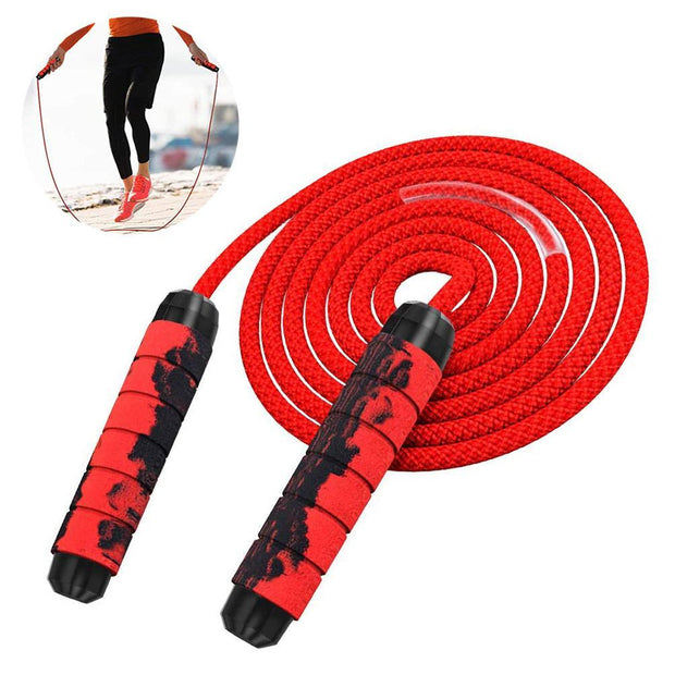 Weighted Jump Rope for Adult Fitness - Long for Cardio Exercise Workouts, Non-Slip Handles - Red