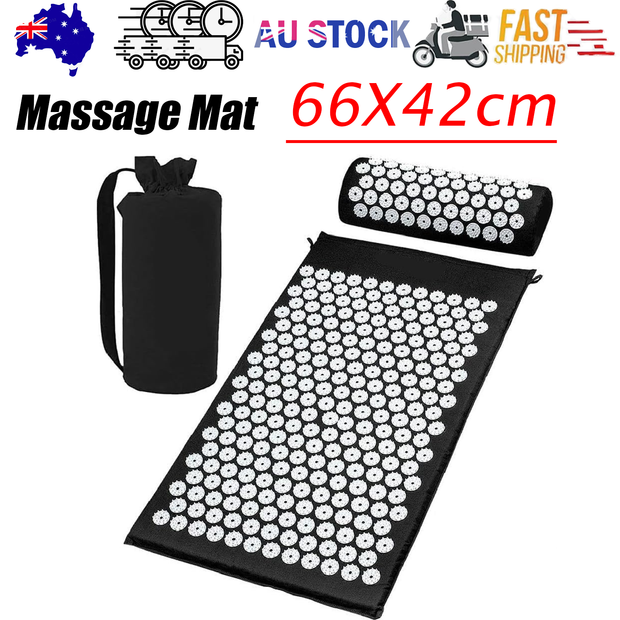 Black Massage Acupressure Mat Yoga Sit Lying Mats Pain Stress Soreness Relax AU NEW