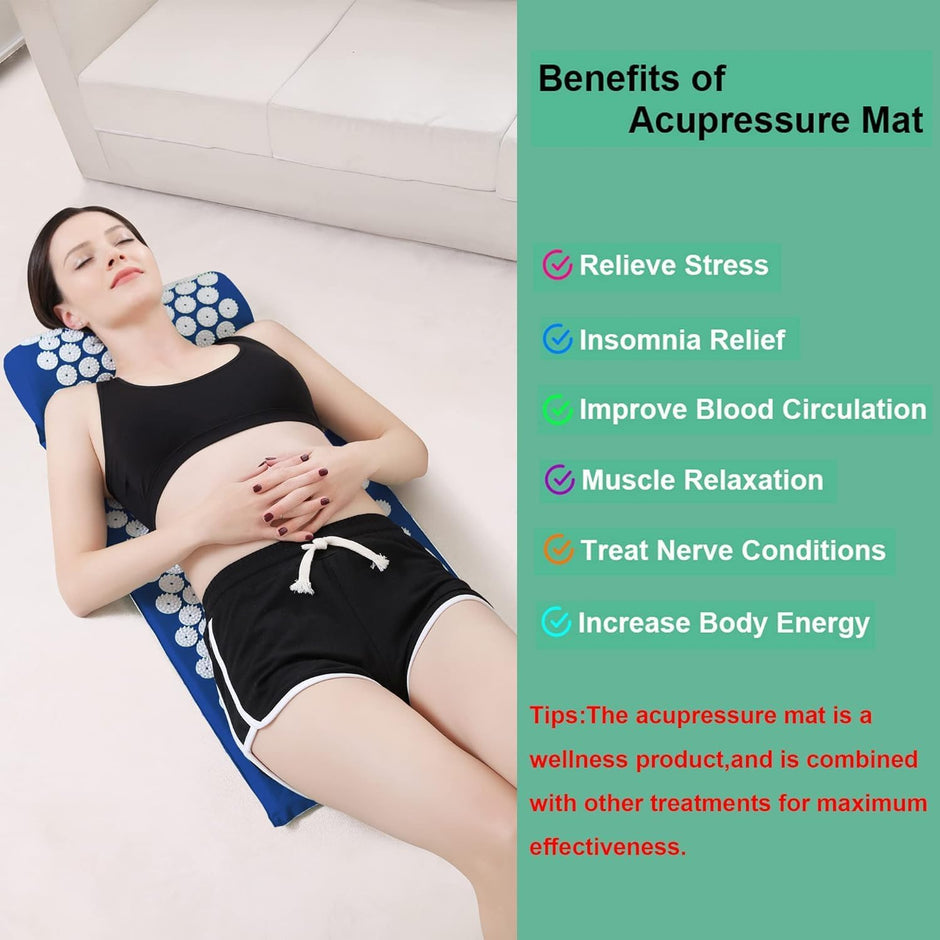 Blue Massage Acupressure Mat Yoga Sit Lying Mats Pain Stress Soreness Relax AU NEW