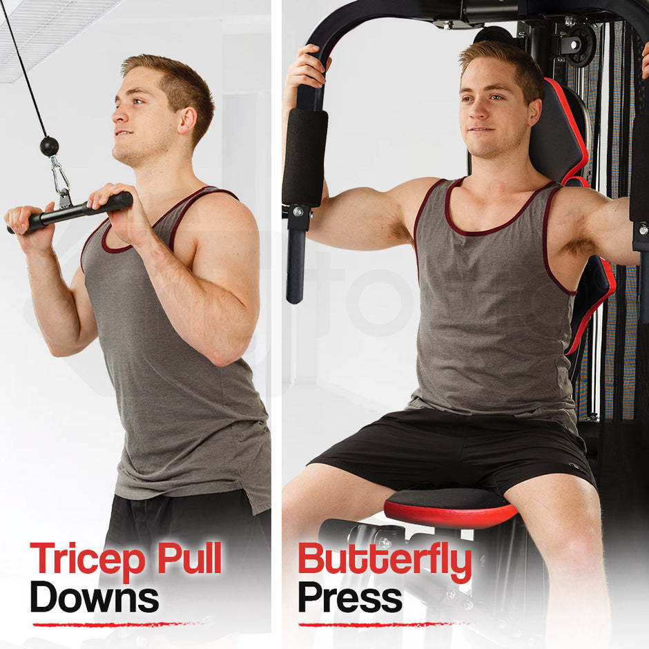 PROFLEX Home Gym Exercise Machine Fitness Equipment Weight Bench Press Set 148lbs