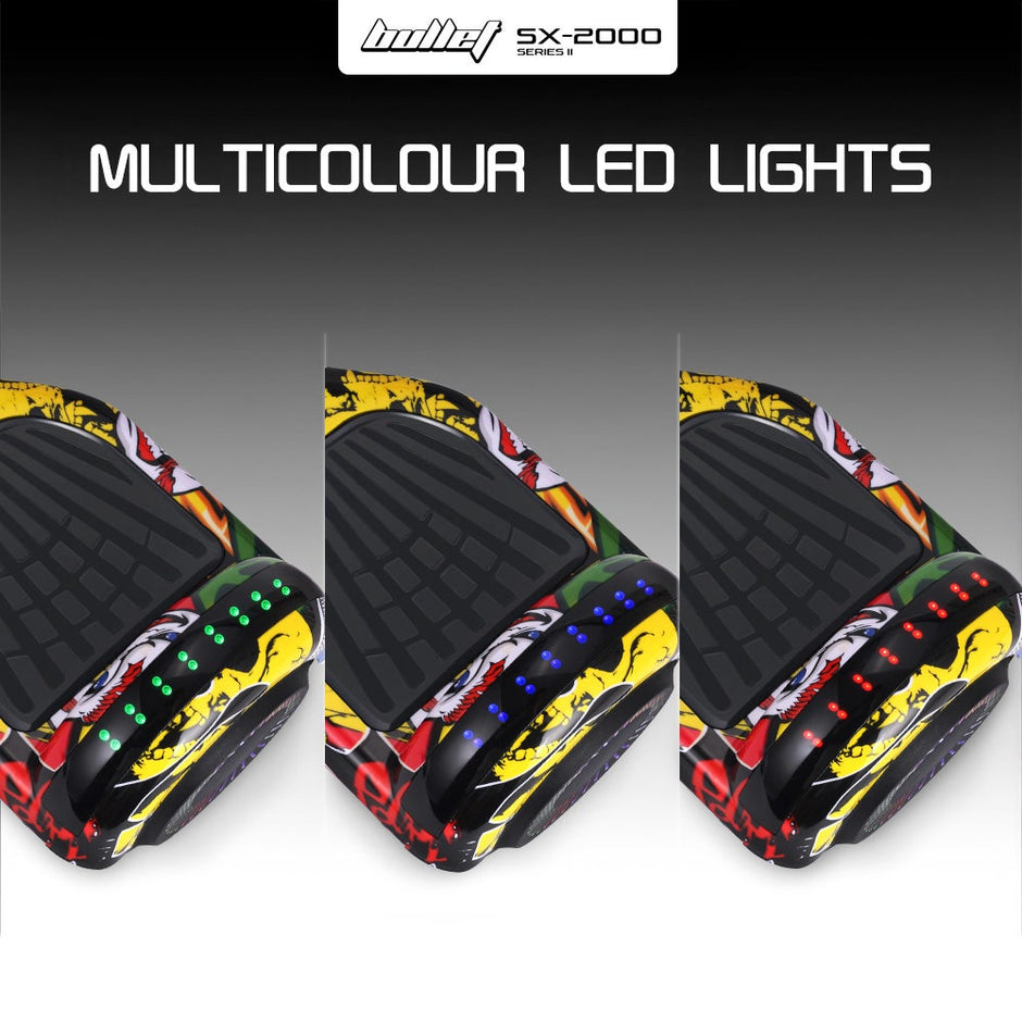 BULLET SX-2000 Hoverboard Scooter, 500W Brushless, Superior Self Balancing System, UL Certified, LED Lights, Hip Hop Design