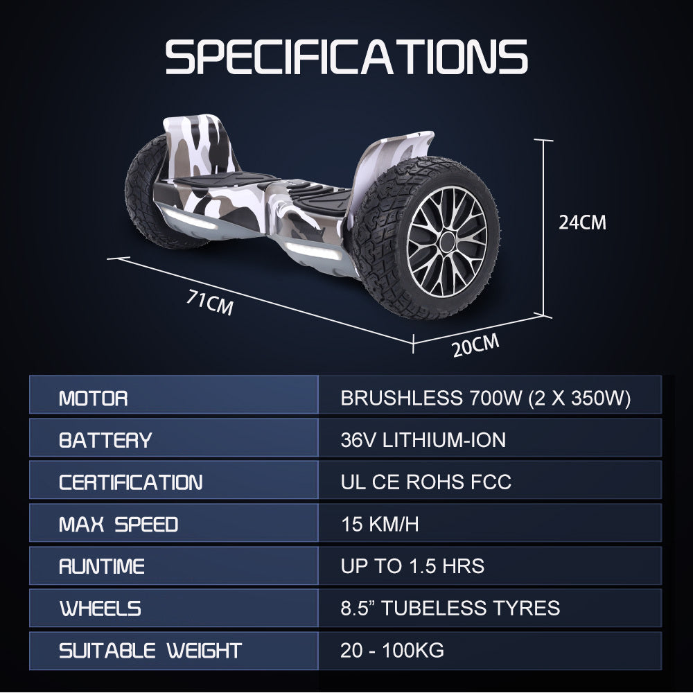 BULLET SX-4000 Hoverboard Scooter, 8.5