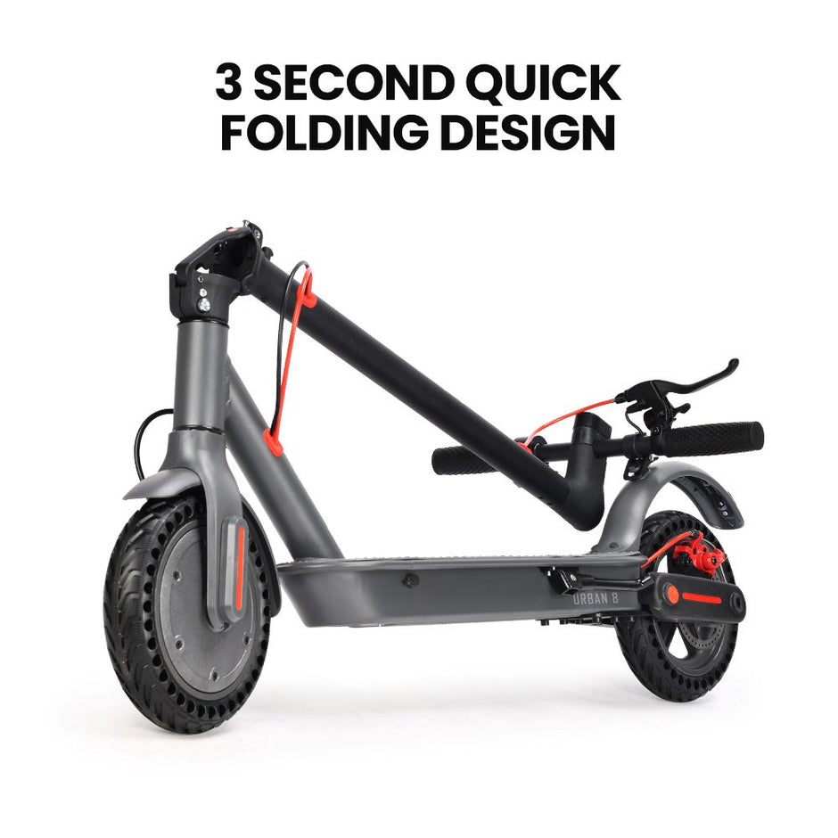 ALPHA Urban 8 Electric Scooter, Suspension, 25km Range, 8.5-Inch Wheels, Brushless Motor, Motorised Commuter eScooter for Adults, Grey