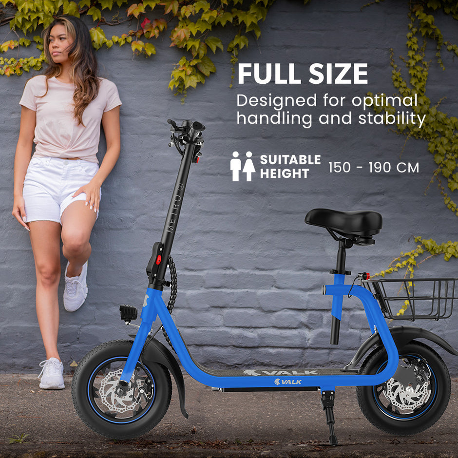 VALK Electric Scooter with Seat, Disc brakes, 12