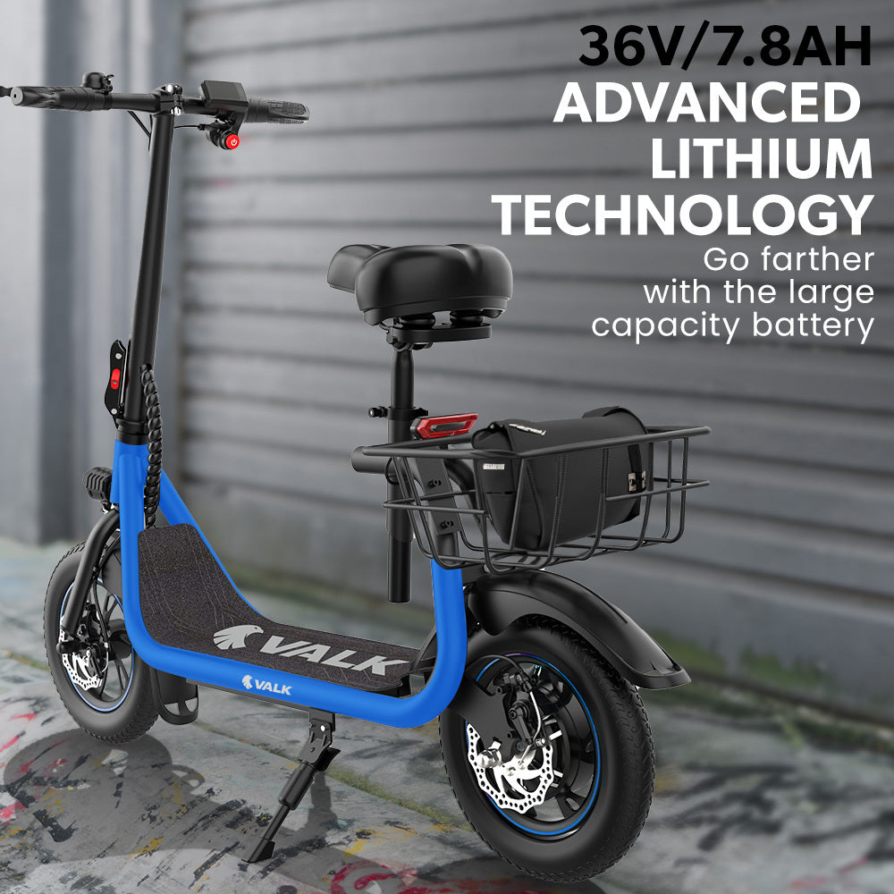 VALK Electric Scooter with Seat, Disc brakes, 12
