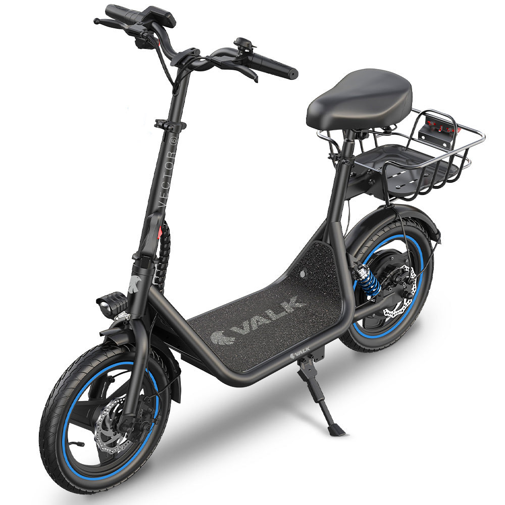VALK Electric Scooter with Seat, 30km Range, Disc brakes, 14