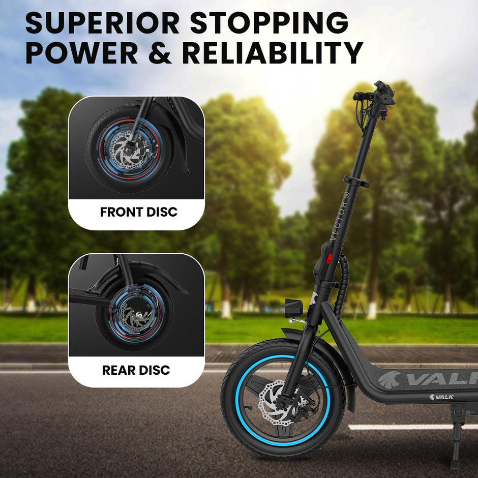 VALK Electric Scooter with Seat, 30km Range, Disc brakes, 14